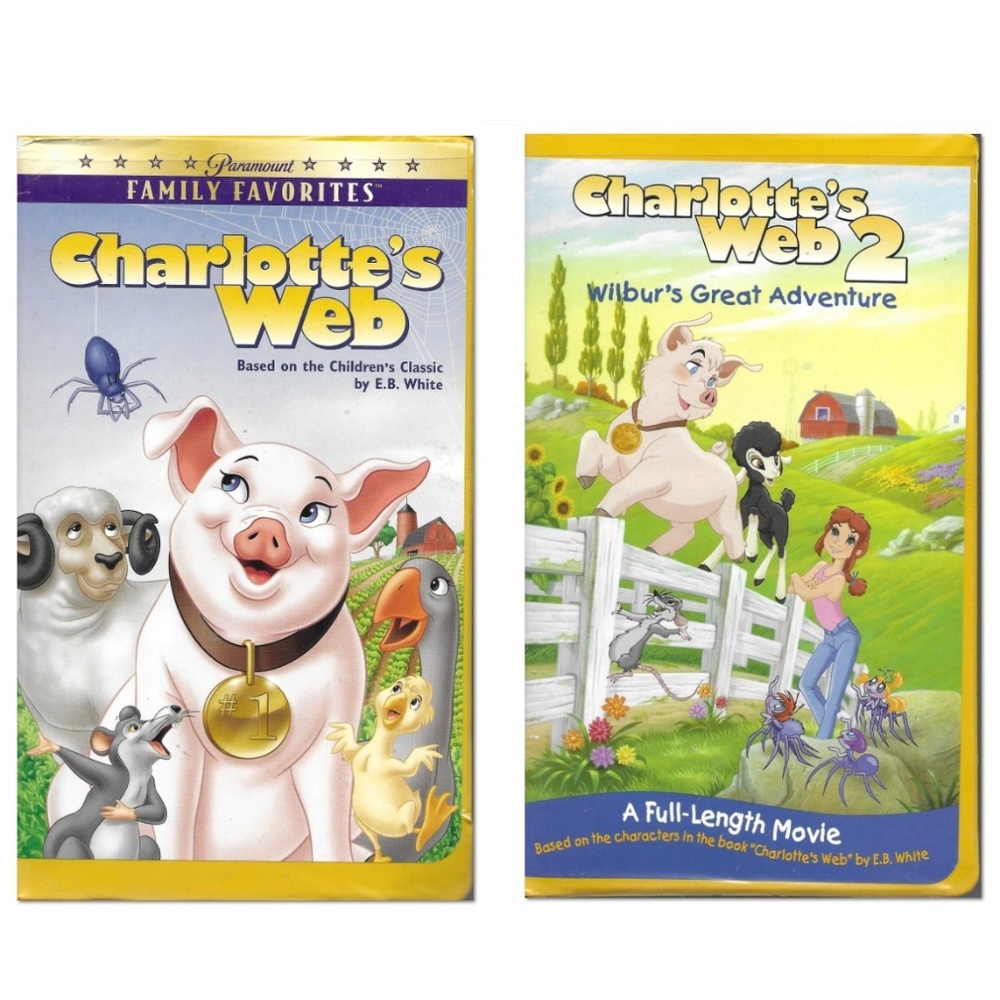 Charlotte's Web 1 & 2 VHS ClamShell Nice Condition